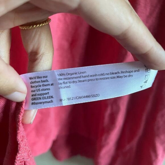 Eileen Fisher Pink V Neck High Low Organic Cotton - Picture 2 of 5